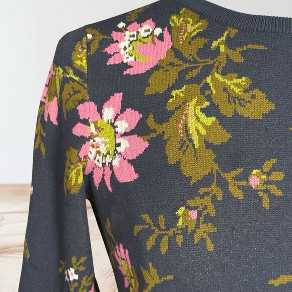 Ann Taylor Floral Crewneck Sweater Womens Sz S Pullover Top Knit Long Sleeves - Picture 3 of 8